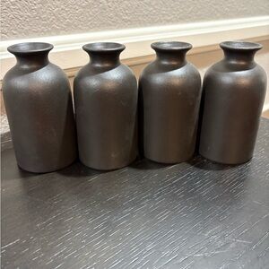 Elegant Black Ceramic Vase Set